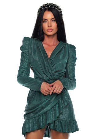 Rochie din lurex cu volane