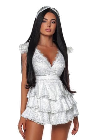 Rochie dantela cu volane