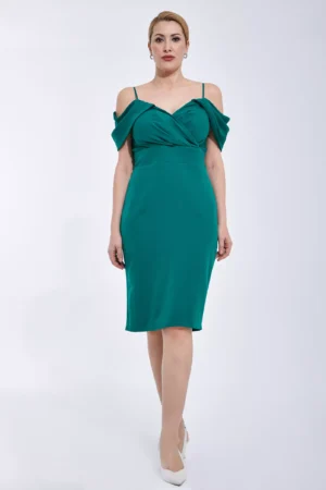 Rochie eleganta midi verde fara maneci Julia