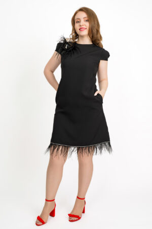 Rochie eleganta Judy cu aplicatii de strassuri si pene - Fofy