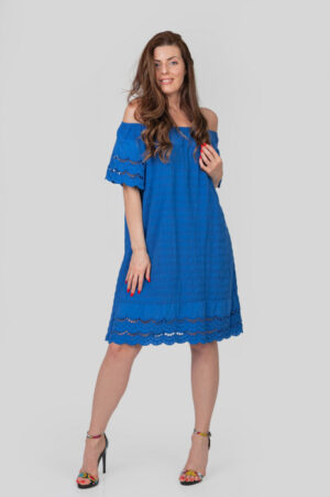 Rochie albastra cu detaliu perforat