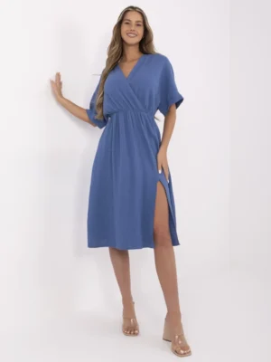 Rochie albastra din bumbac cu de...