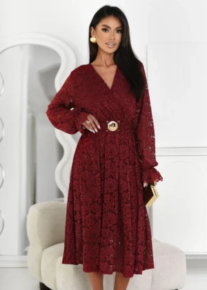 Rochie burgundy eleganta din dan...