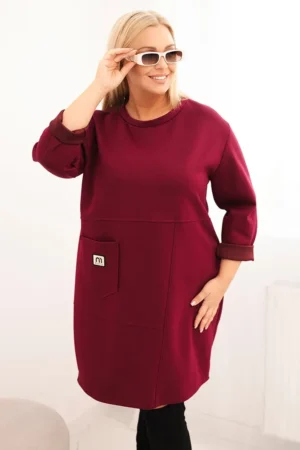 Rochie burgundy marime mare cu c...