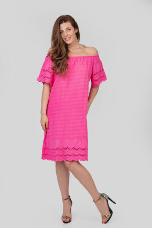 Rochie ciclam cu detaliu perforat