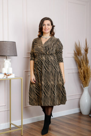 Rochie Elise eleganta cu imprimeu auriu