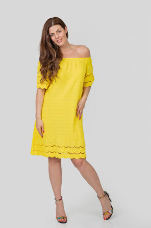 Rochie galbena cu detaliu perforat