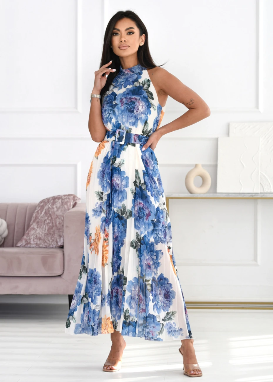 Rochie lunga cu imprimeu floral ... - imagine 2