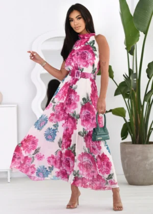Rochie lunga cu imprimeu floral ...