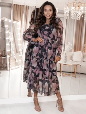 Rochie midi eleganta cu imprimeu...