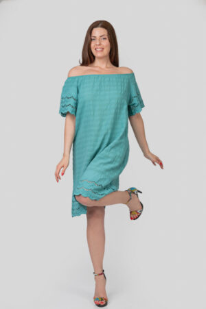 Rochie verde mint cu detaliu perforat