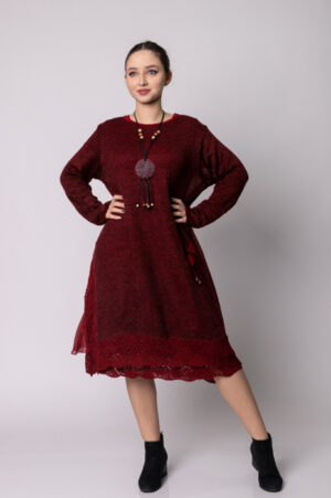 Rochie visinie boho chic cu crepeuri laterale