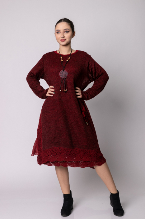 Rochie visinie boho chic cu crepeuri laterale