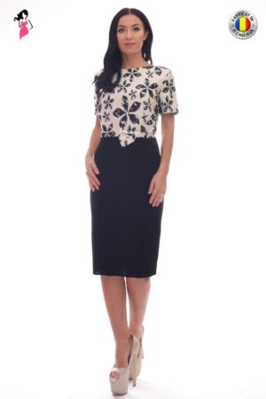 Rochie Vanessa Line eleganta dreapta din brocard