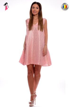 Rochie eleganta din brocard cu fir metalic cu croiala in A