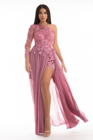 Rochie de ocazie din voal si broderie 3D