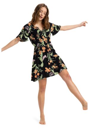 Rochie scurta cu croiala in A si model floral