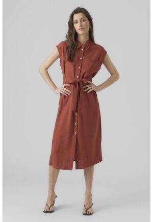 Rochie-camasa midi din amestec de in