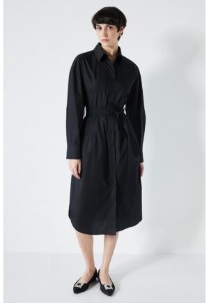 Rochie midi transparenta cu cordon in talie