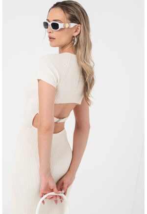 Rochie bodycon cu decupaj pe spate Teruel - Alb