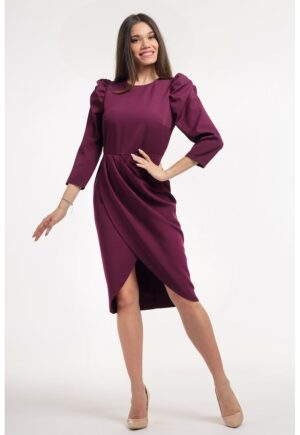 Rochie midi cu maneci bufante