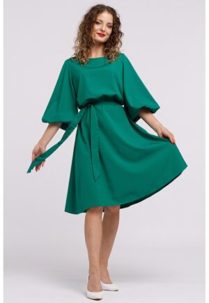 Rochie midi evazata cu cordon