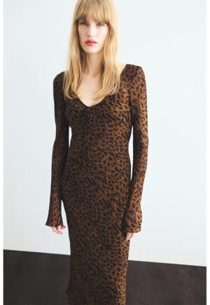 Rochie lunga cu animal print