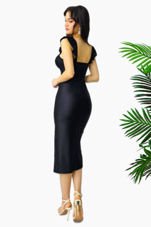 slit adanc si bretele cu volane