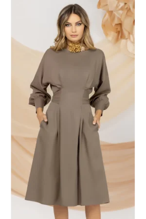 Rochie cafenie Pretty Girl de zi din Lyocell