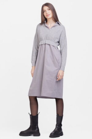 Rochie camasa din poplin de bumbac cu pulover angora