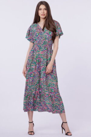 Rochie cu talia evidentiata si bust petrecut