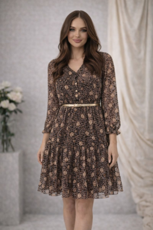 Rochie dama maro scurta cu animal print