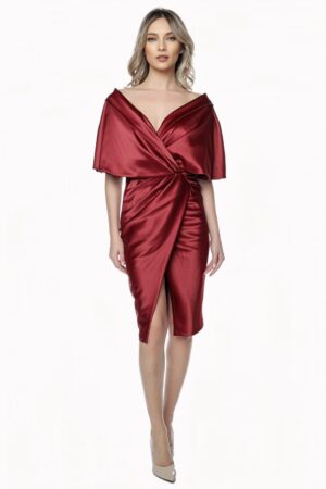 Rochie grena din tafta cu aspect petrecut