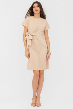 Rochie midi bej din vascoza