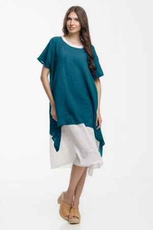 Rochie lejera din bumbac cu doua straturi si croi asimetric