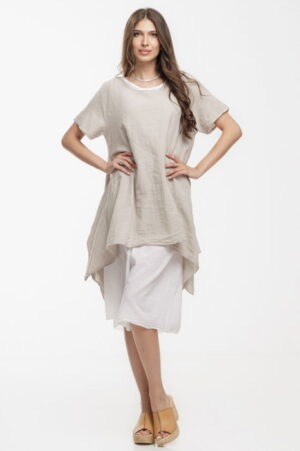Rochie lejera din bumbac cu doua straturi si croi asimetric