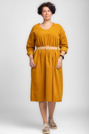 Rochie midi A-line din catifea reiata