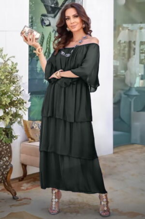 Rochie lunga suprapusa din matase si vascoza