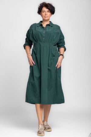 Rochie masura mare din catifea reiata taiata in talie