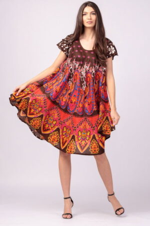 Rochie midi A-line cu imprimeu paisley