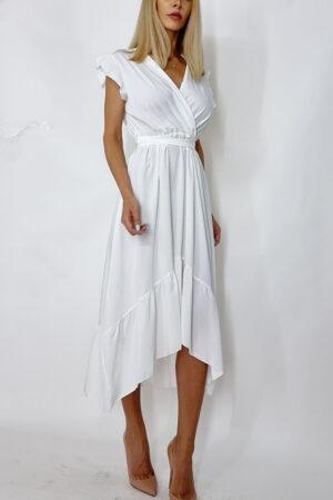 Rochie midi cu cordon in talie Bianca