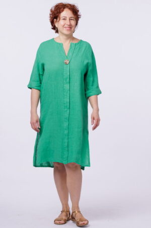 Rochie tunica din in verde