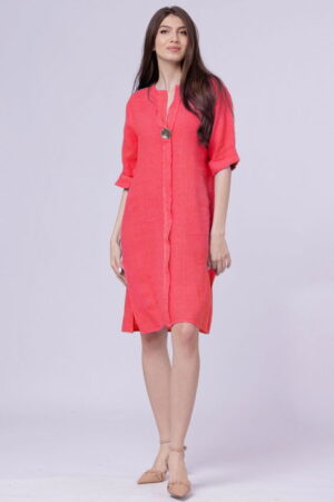 Rochie tunica din in fucsia