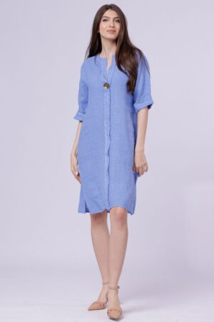 Rochie tunica din in bleu