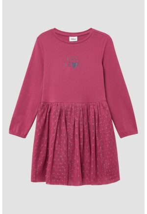 Rochie cu segment cu volane - Roz inchis