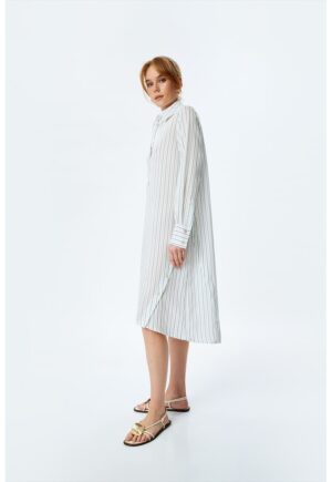 Rochie-camasa lejera - Alb/Bleumarin