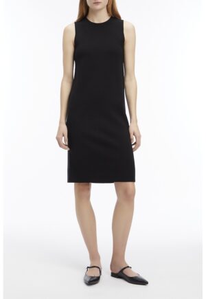 Rochie mini din amestec de lana - fara maneci - Negru