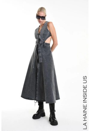 Rochie lunga - cu spatele gol - Gri