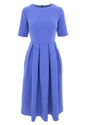 Rochie evazata cu maneci scurte - Albastru lavanda