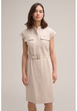 Rochie midi - cu curea in talie - Bej